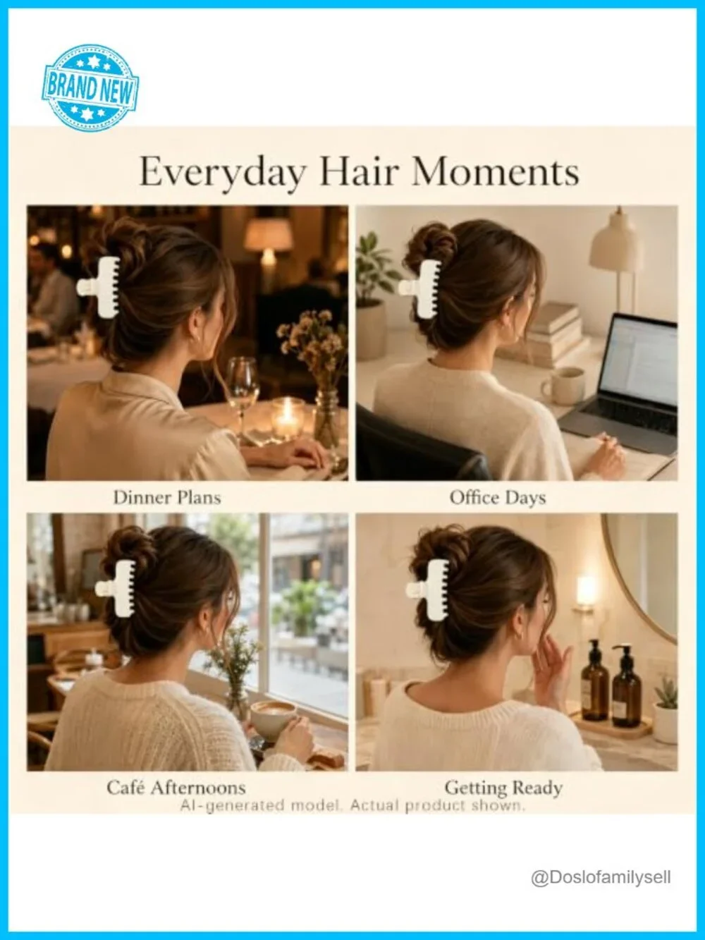 4 Inch Square Hair Claw Clip for Thick Thin Hair, Non Slip Strong Hold, Hair